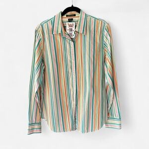 Vintage Green Striped Ralph Lauren Button Up Shirt